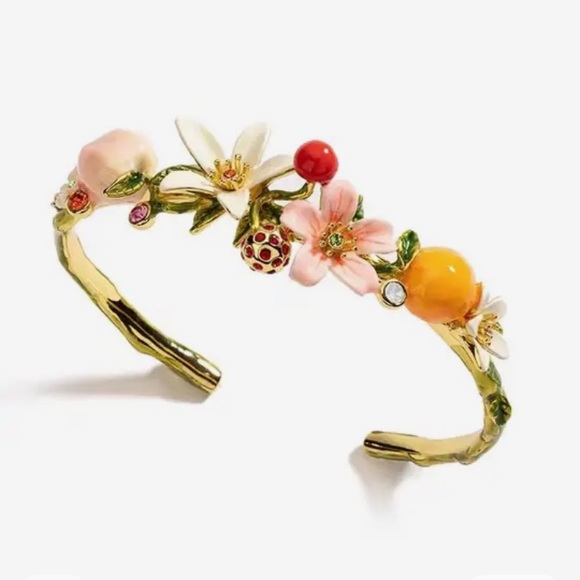 Flower Bracelet in Gold-Plate with Enamel Flowers. Adjustable. Brand new! - Picture 4 of 4